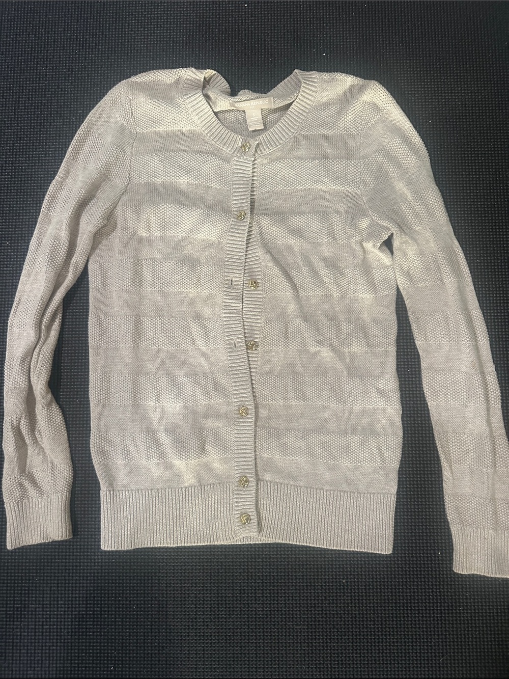 Banana Republic Light Gray Striped Button-Front Cardigan